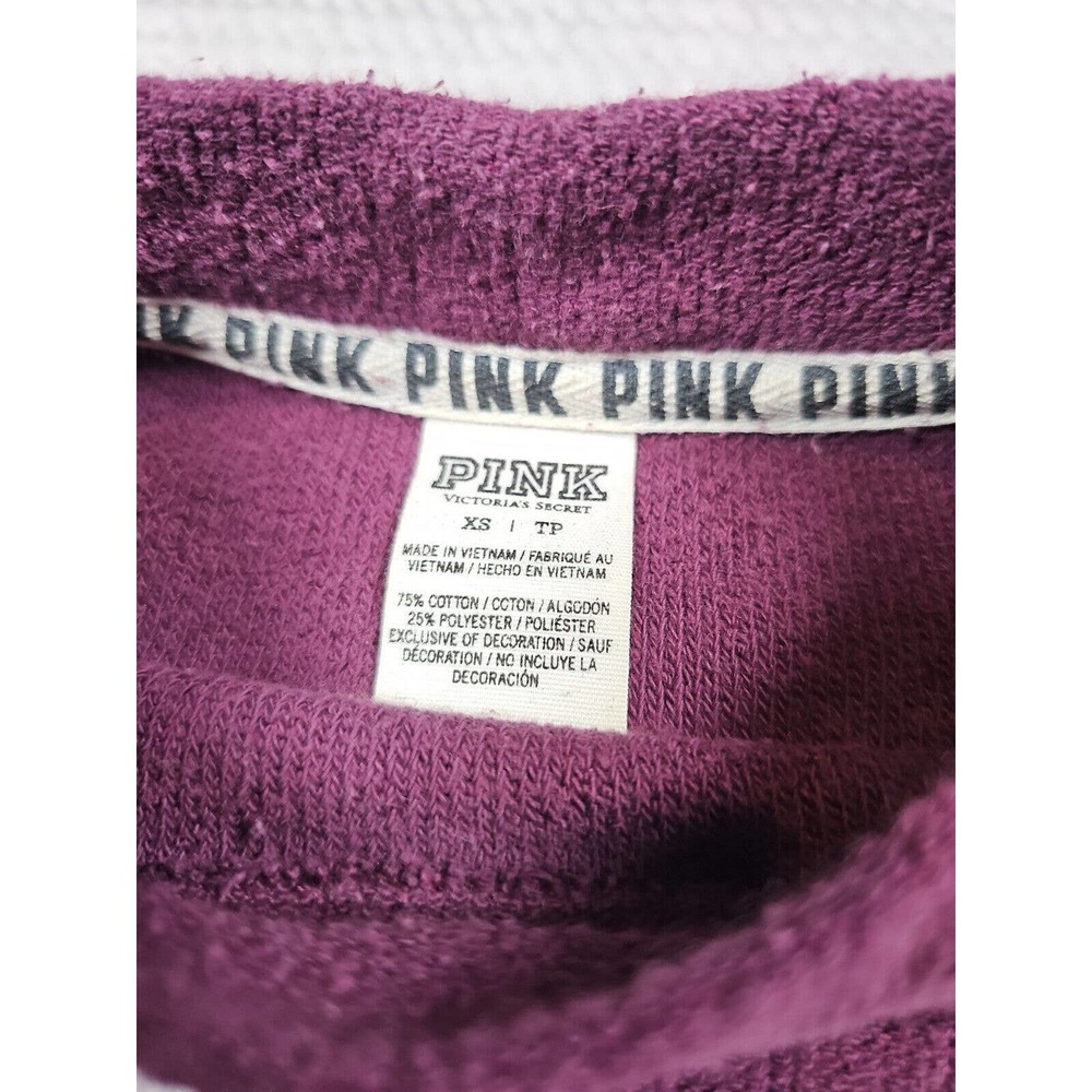 Victorias Secret Pink Sweatshirt Womens XS Oversized Mock Neck Terry Cloth - Picture 4 of 6